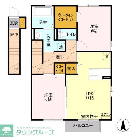 セント・レーク(2LDK/2階)の間取り写真