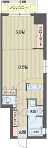 ライブコート泉(1LDK/11階)の間取り写真