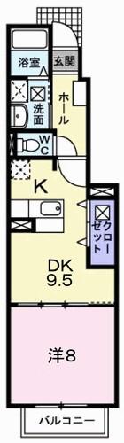 アルモニ(1DK/1階)の間取り写真