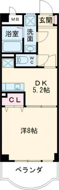 クンプリル(1DK/2階)の間取り写真
