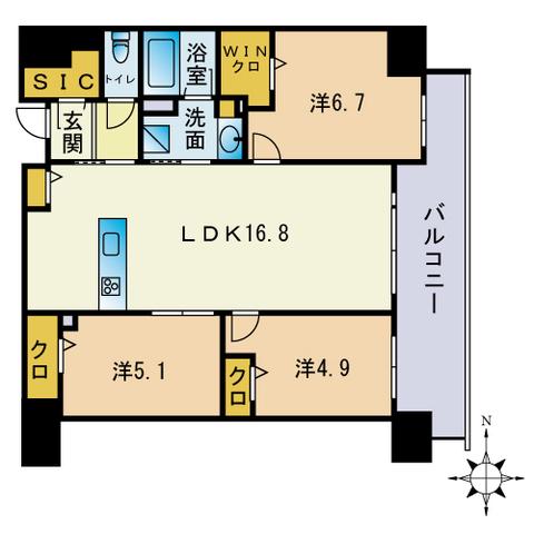 照葉オーシャンステージ ウエスト棟(3LDK/3階)の間取り写真