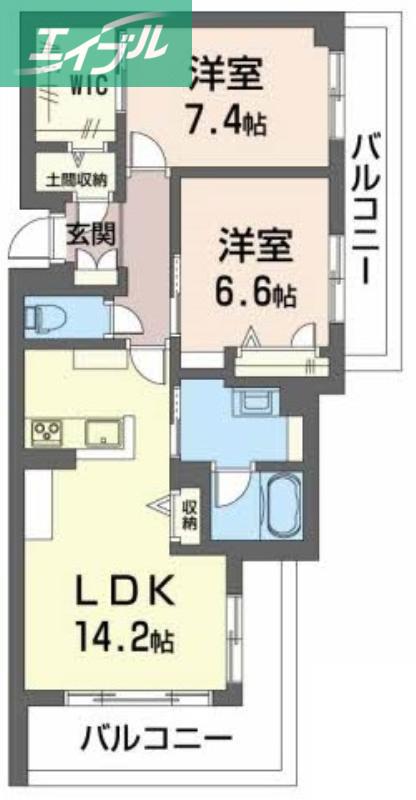 クロムノワール(2LDK/3階)の間取り写真