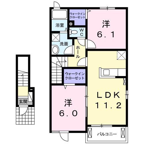 GRAND PALACEII(2LDK/2階)の間取り写真
