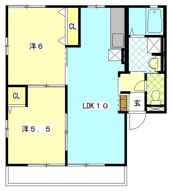 サンモール(2LDK/2階)の間取り写真