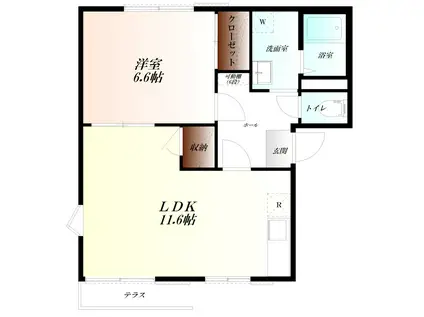 コーポ東A棟 リノベーション(1LDK/1階)の間取り写真