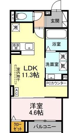 ルヴィータ剣町(1LDK/3階)の間取り写真