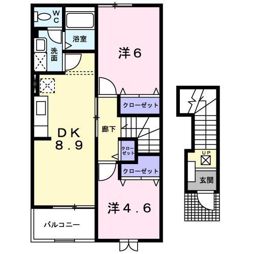 バレーパークII(2DK/2階)の間取り写真