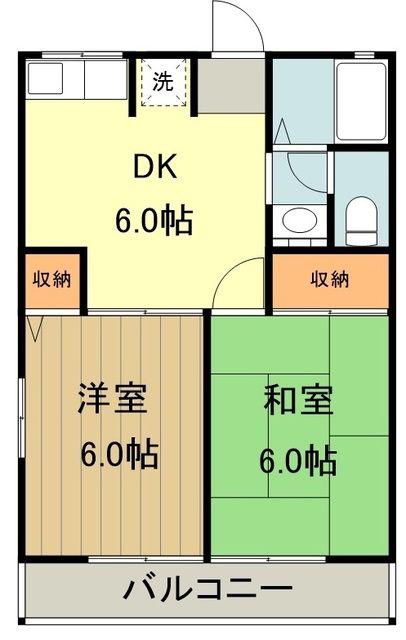 ＪＲ中央線 武蔵小金井駅 徒歩17分 2階建 築31年(2DK/2階)の間取り写真