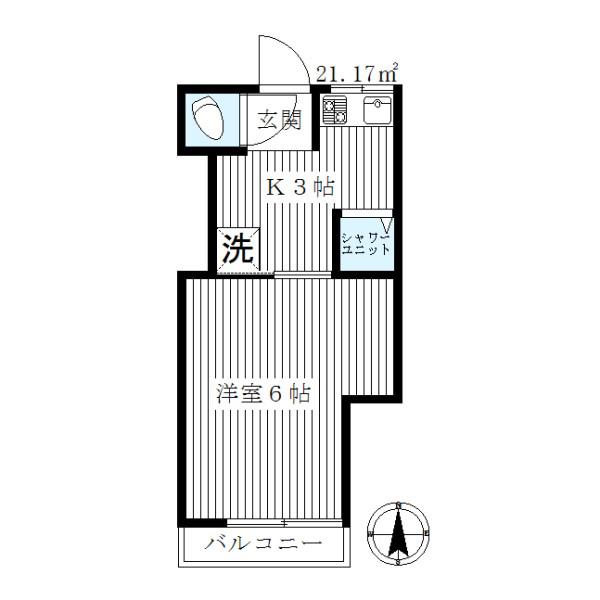 静和荘(1K/2階)の間取り写真