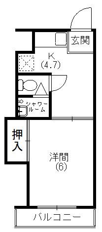サンリバーハイツ(1K/4階)の間取り写真