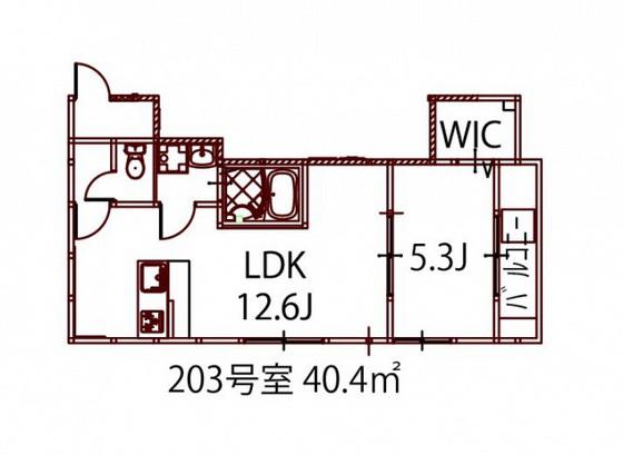 リノリノアパートメント広島エキキタ(1LDK/2階)の間取り写真