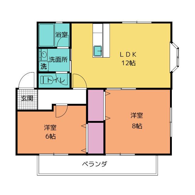 サンメルシーC(2LDK/2階)の間取り写真