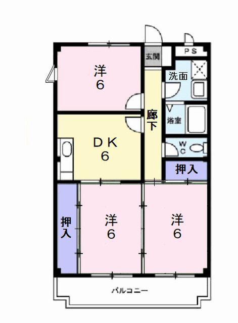メゾン古杁(3DK/3階)の間取り写真