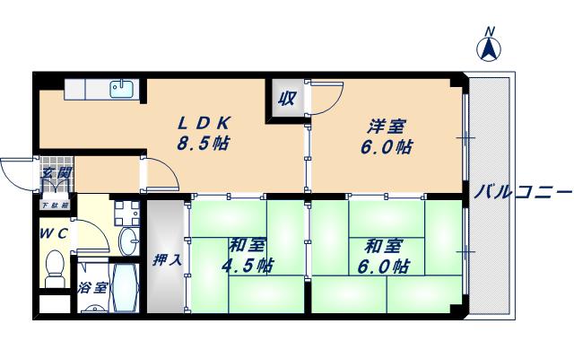 エトワールハイム川本(3LDK/5階)の間取り写真