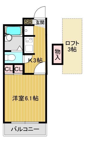 エステートなかの(1K/2階)の間取り写真
