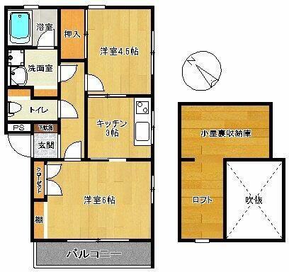 ハイツCN(2SK/2階)の間取り写真