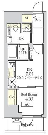 コスモグラシア新宿西早稲田(1DK/3階)の間取り写真