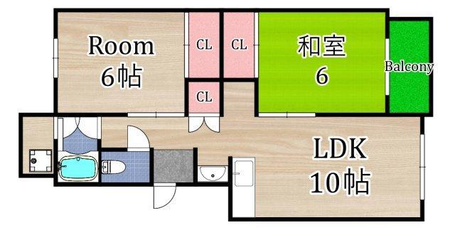 都島コーポ(2DK/2階)の間取り写真