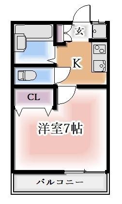 三立ハイツIII(1K/2階)の間取り写真