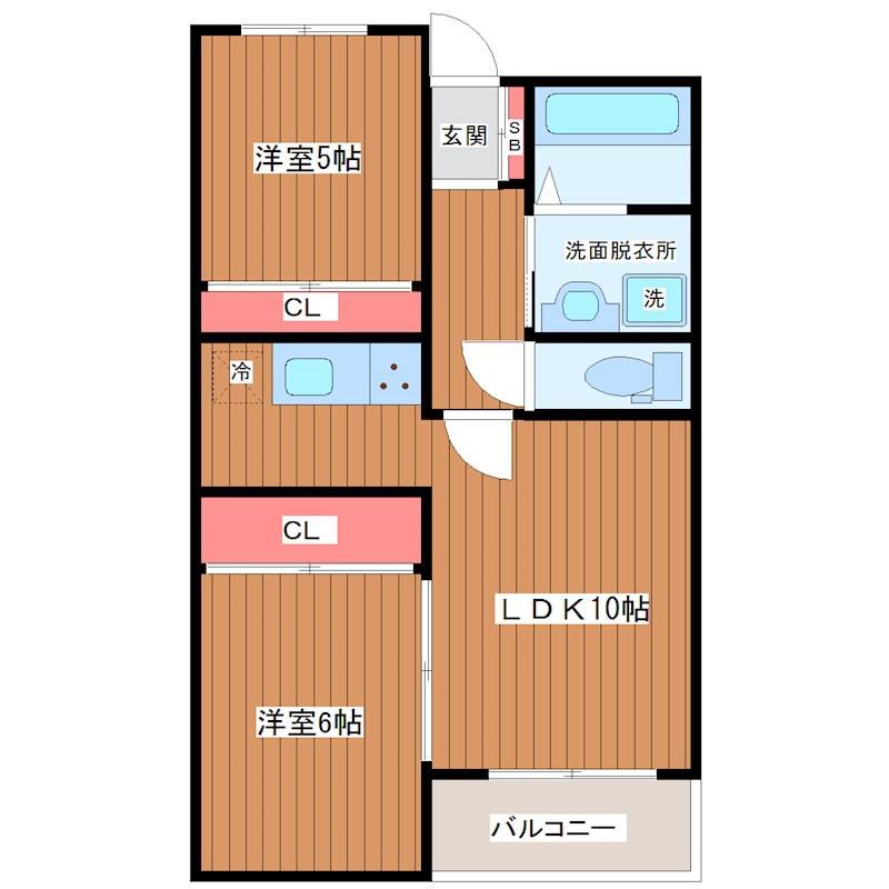 クレアジオーネ伏見(2LDK/2階)の間取り写真