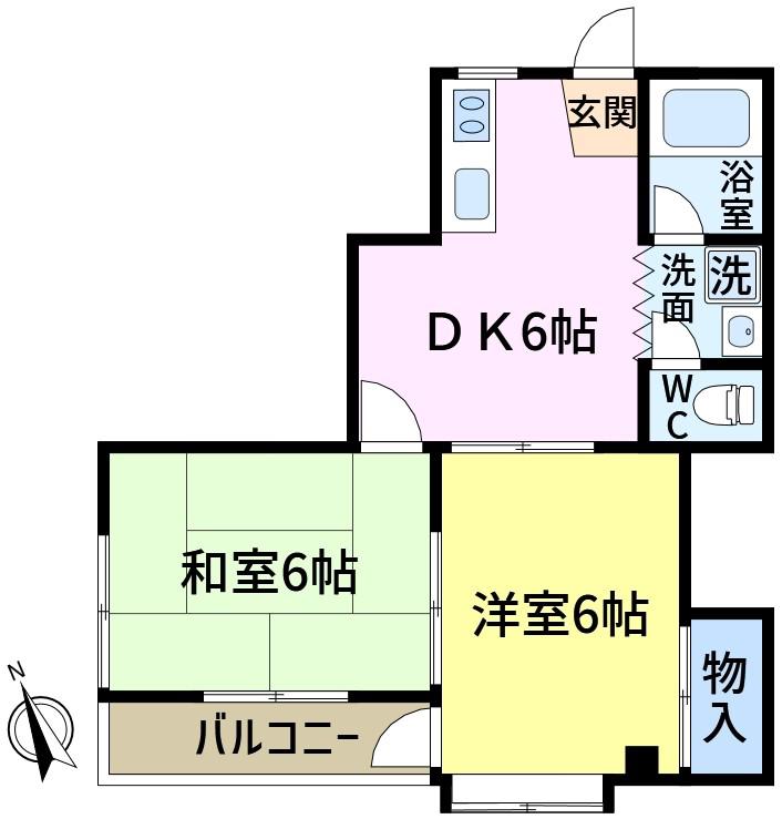 日成ビル(2DK/2階)の間取り写真