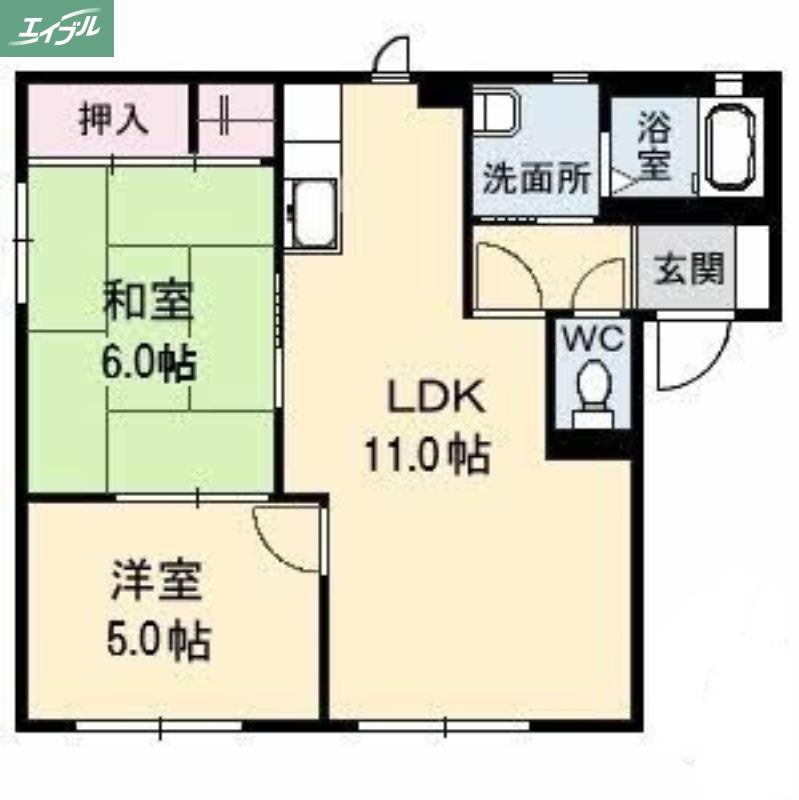 ヴィンテージA棟(2LDK/1階)の間取り写真