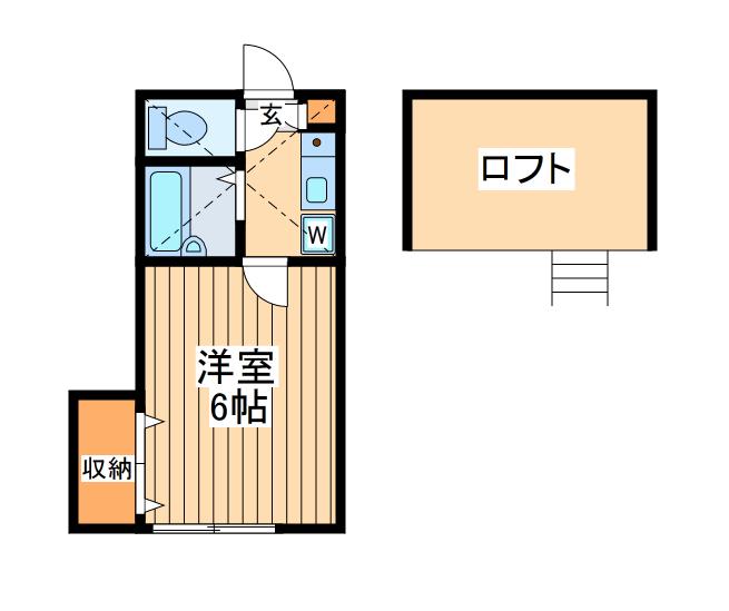 ロッシェル若松3号棟(1K/2階)の間取り写真