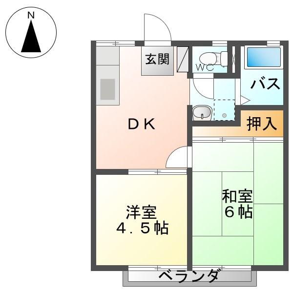 サンハイツ(2DK/2階)の間取り写真