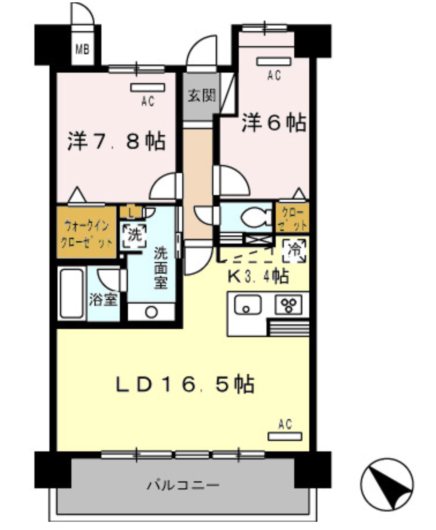 ロイヤルパークス豊洲(2LDK/6階)の間取り写真
