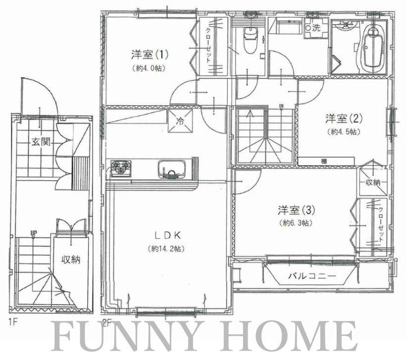 パインフィールド(3LDK/2階)の間取り写真