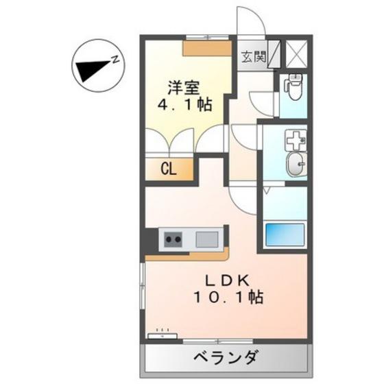 サンコート東原(1LDK/2階)の間取り写真