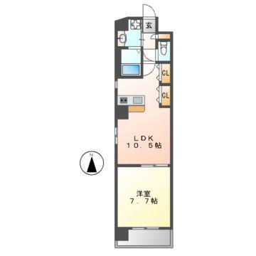 ティースクエア本陣(1LDK/4階)の間取り写真
