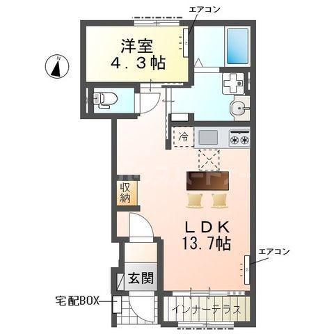 野々下1丁目アパート(1LDK/1階)の間取り写真