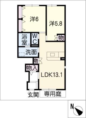 ルミエール(2LDK/1階)の間取り写真