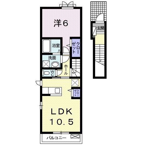 エアリーヒル・I(1LDK/2階)の間取り写真