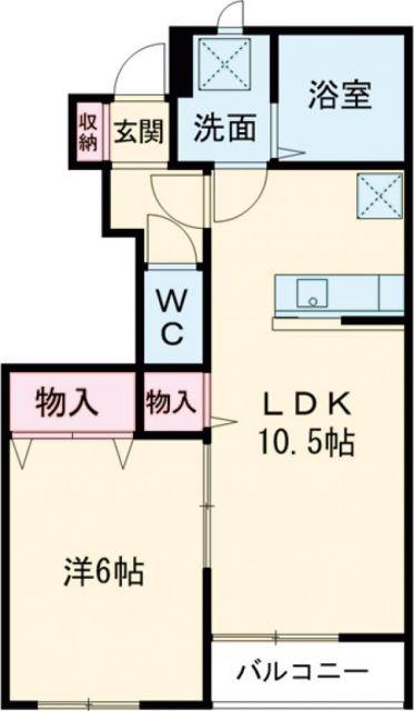 パークハイム中一の沢(1LDK/1階)の間取り写真