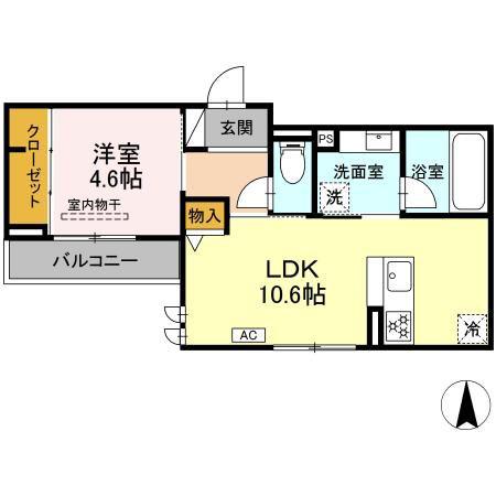 NOVELLA(1LDK/2階)の間取り写真