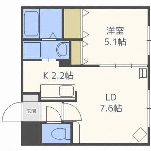 リヴェール元町(1LDK/3階)の間取り写真