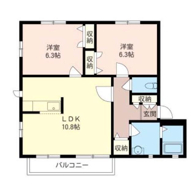 ラズベリー(2LDK/2階)の間取り写真