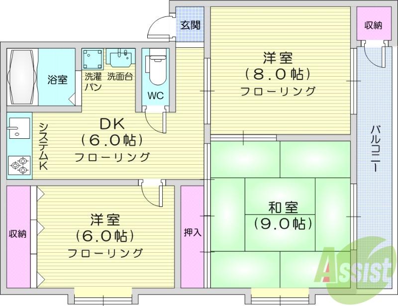 プラザ・ヴ・エスプリⅡ(3DK/2階)の間取り写真