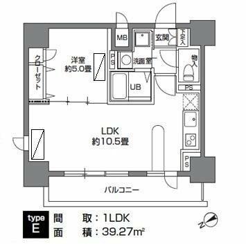 カスタリア三ノ輪(1LDK/5階)の間取り写真