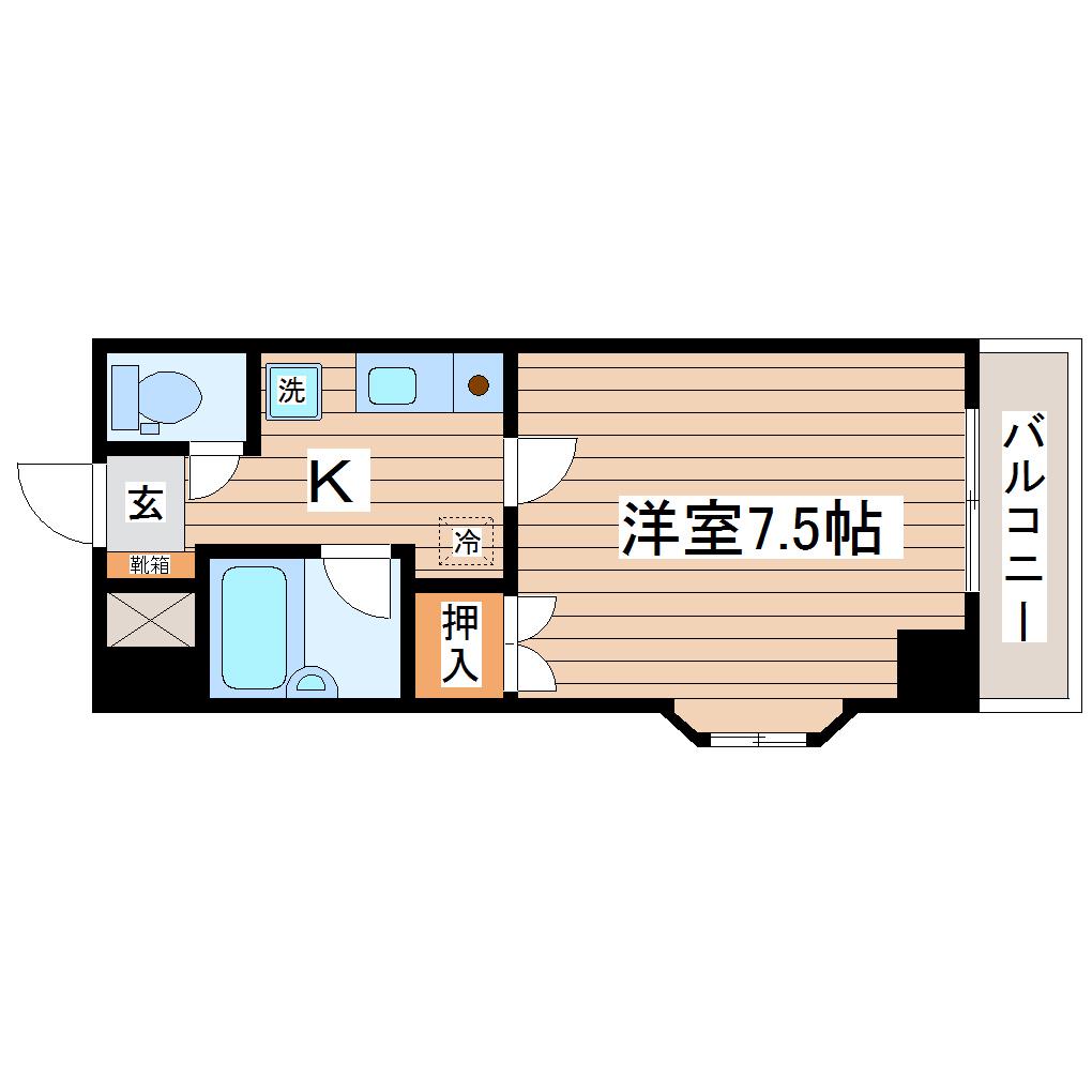 ネオシティー長町(1K/2階)の間取り写真