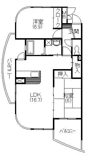 CREAM(2LDK/2階)の間取り写真
