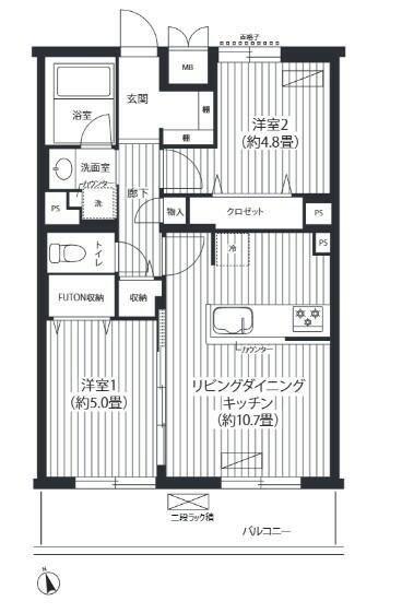 ステラメゾン下北沢(2LDK/4階)の間取り写真