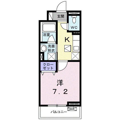 プラシード(1K/1階)の間取り写真