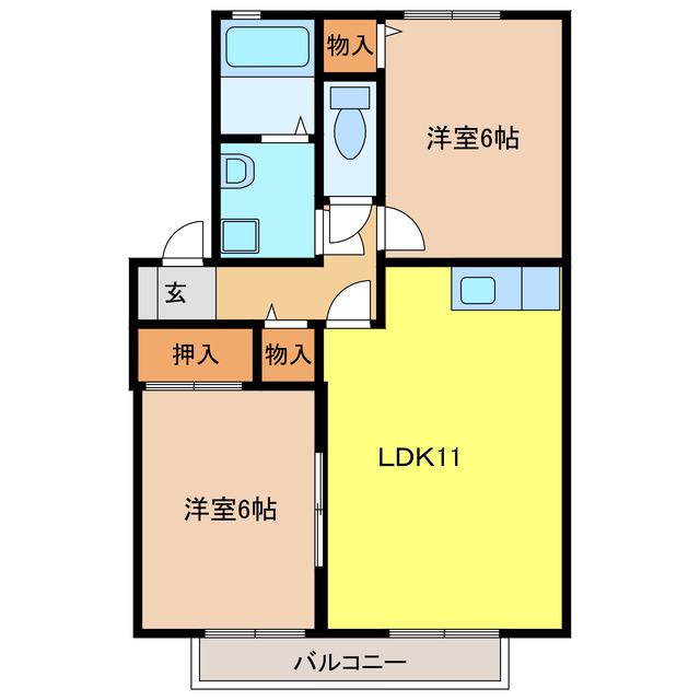 ハイツすみれ(2LDK/1階)の間取り写真