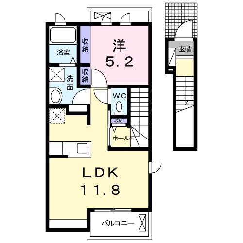 ガーデンハウスⅡ(1LDK/2階)の間取り写真