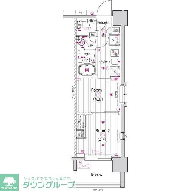 グランド・ガーラ東大島(2K/3階)の間取り写真