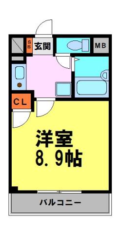 FROSⅠ(1K/4階)の間取り写真