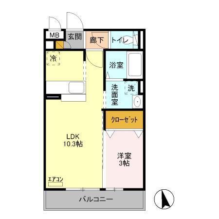 ブリックガーデン(1LDK/3階)の間取り写真
